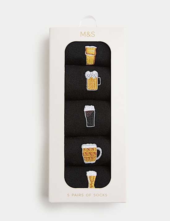 5pk Cool & Fresh™ Beer Cotton Rich Socks