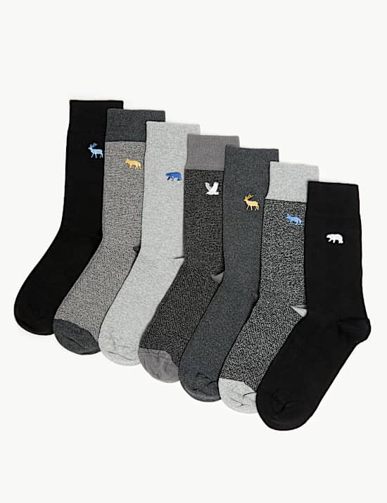 7 Pack Cool & Fresh&trade; Cotton Animal Socks