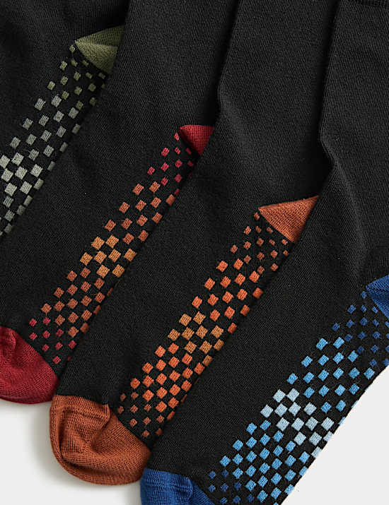 Lot de 7 paires de chaussettes en coton &agrave; motif g&eacute;om&eacute;trique dot&eacute;es de la technologie Cool & Fresh&trade;
