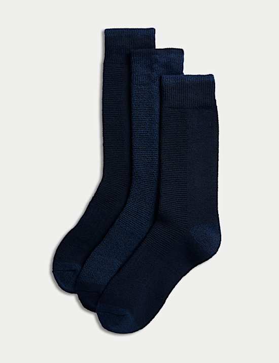 3pk Heatgen Maximum Warmth Thermal Socks NAVY MIX Socks M S SG