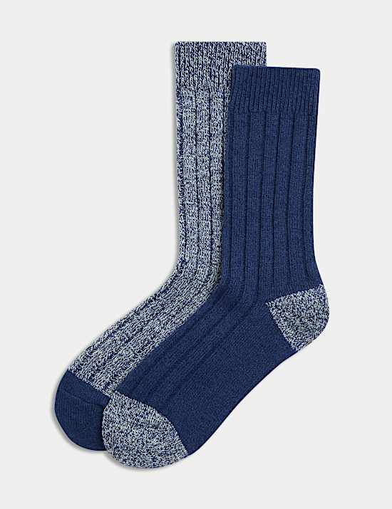 2pk Heatgen Medium Warmth Thermal Socks BROWN MIX Socks M S DE
