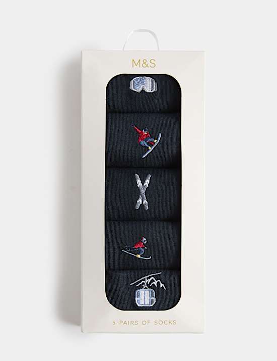 5 Pack Cool & Fresh&trade; Cotton Rich Ski Socks
