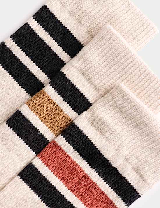 3pk Cotton Rich Striped Socks