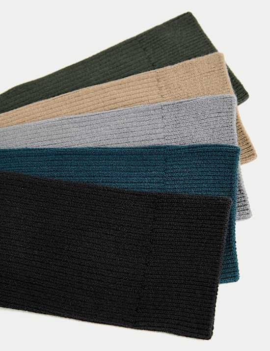 5pk Cotton Rich Ribbed Socks