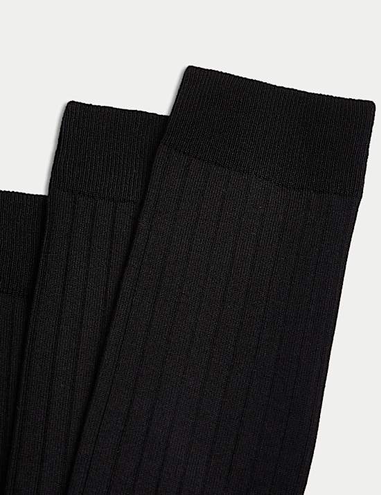 Lot de 3 paires de chaussettes en coton &eacute;gyptien &agrave; motif c&ocirc;tel&eacute;