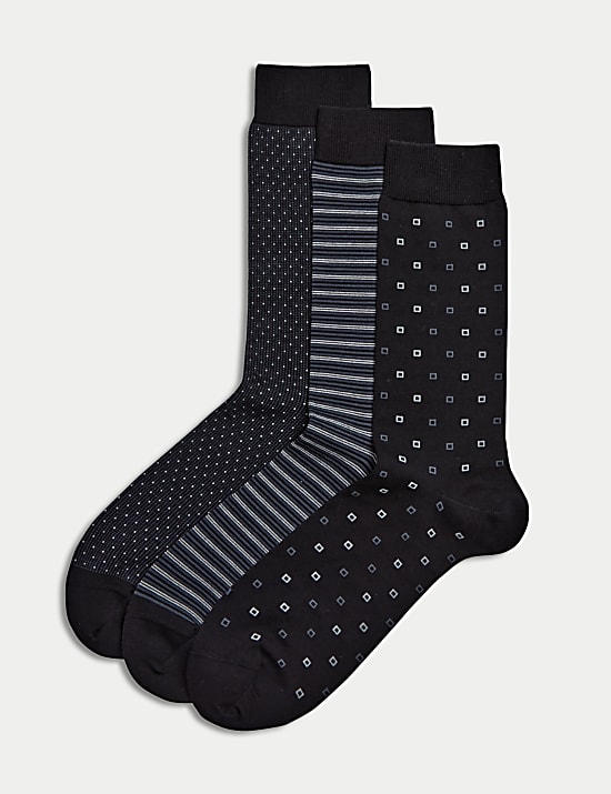 3pk Egyptian Cotton Rich Socks