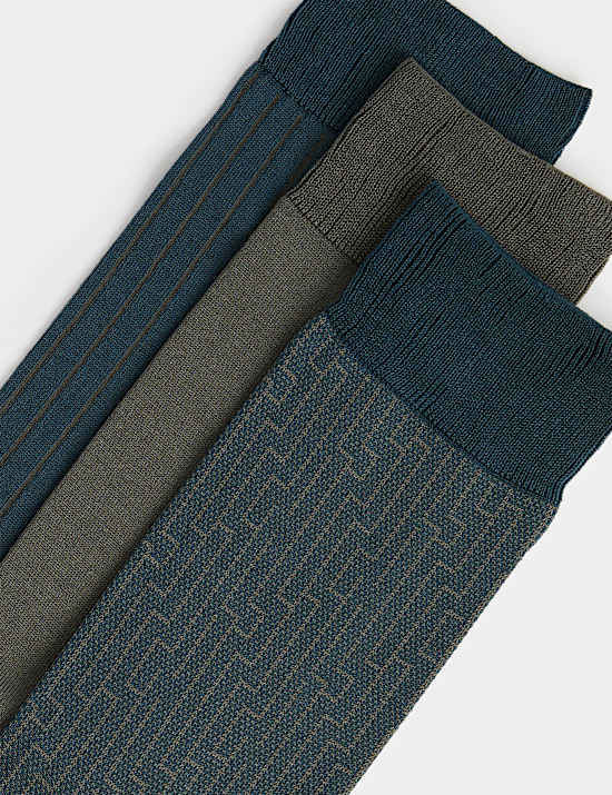 3pk Cotton Rich Design Socks