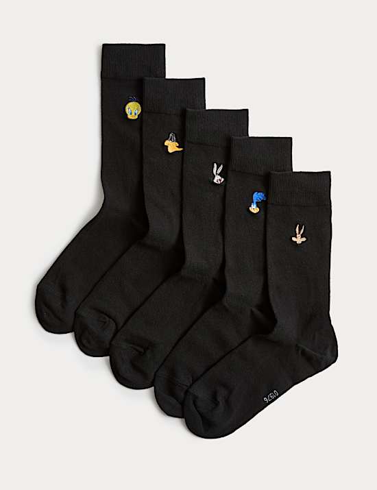 5 Pack Cotton Rich Looney Tunes&trade; Socks