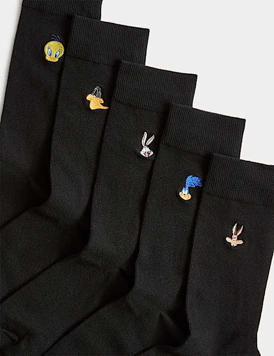 5 Pack Cotton Rich Looney Tunes&trade; Socks