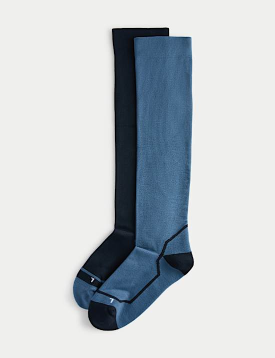 Lot de 2 paires de chaussettes en coton &agrave; compression l&eacute;g&egrave;re