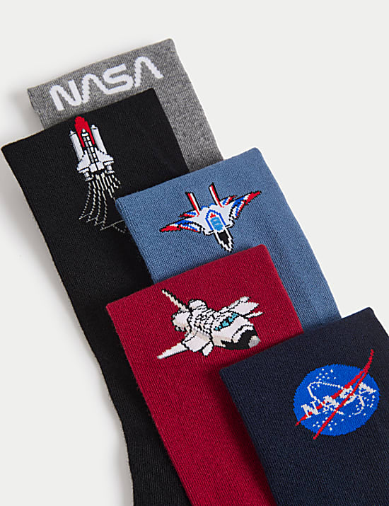 5pk NASA&trade; Cotton Rich Socks