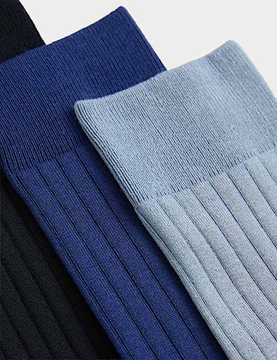 Prążkowane skarpetki z przewagą bawełny egipskiej, 3 pary