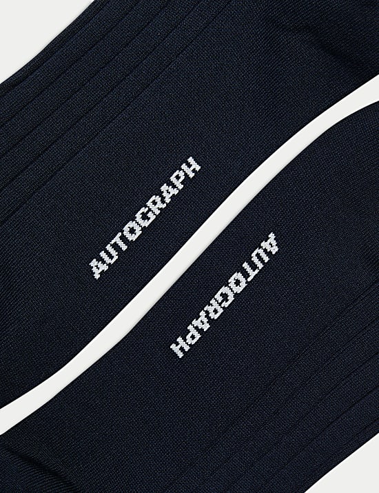 Lot de 3 paires de chaussettes en coton égyptien à motif côtelé