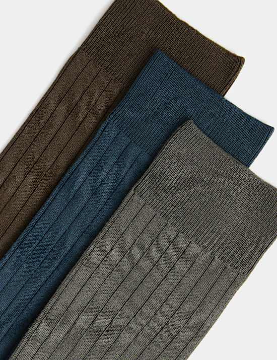 Lot de 3 paires de chaussettes en coton &eacute;gyptien c&ocirc;tel&eacute;