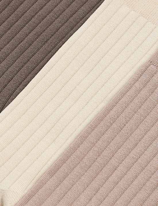 Lot de 3 paires de chaussettes en coton égyptien à motif côtelé