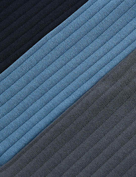 3pk Egyptian Cotton Rich Ribbed Socks