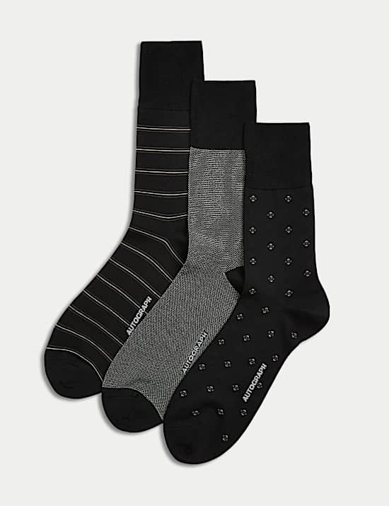 3pk Assorted Mercerised Cotton Rich Socks