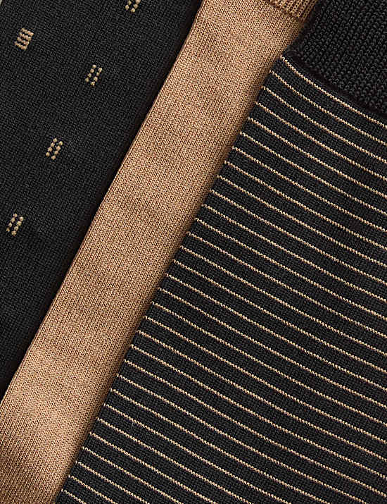 3pk Assorted Design Mercerised Cotton Blend Socks