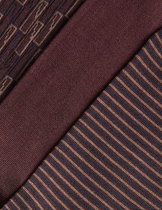 3 Pack Assorted Design Mercerised Cotton Blend Socks