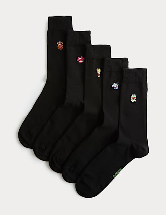 5 Pack Cool & Fresh&trade; Muppets Cotton Rich Socks