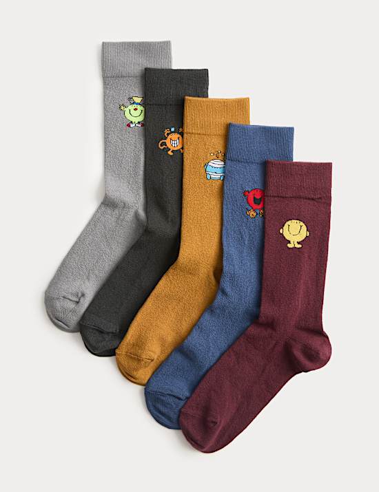 5er-Pack Mr Men Socken mit hohem Baumwollanteil