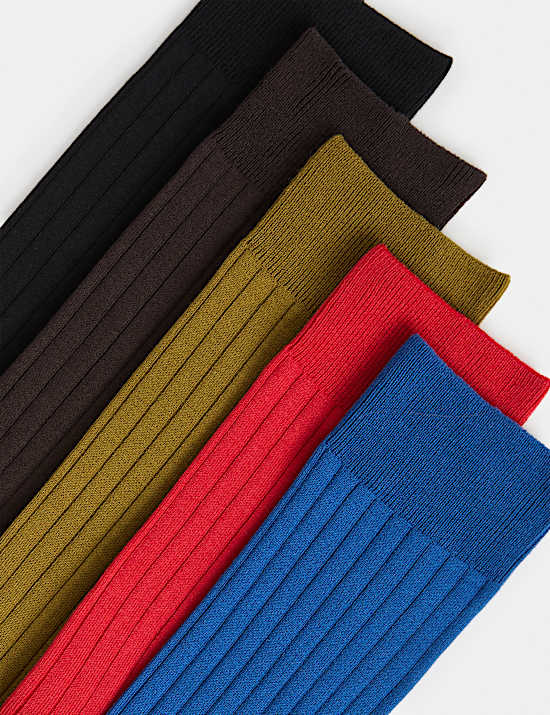5 Pack Ribbed Egyptian Cotton Socks