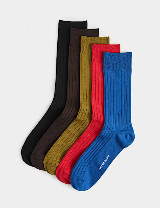 5 Pack Ribbed Egyptian Cotton Socks