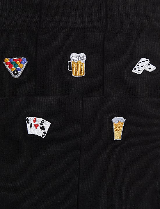 5pk Cool and Fresh™ Cotton Rich Pub Games Socks