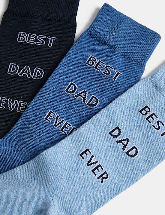 3pk Best Dad Ever Cotton Rich Socks