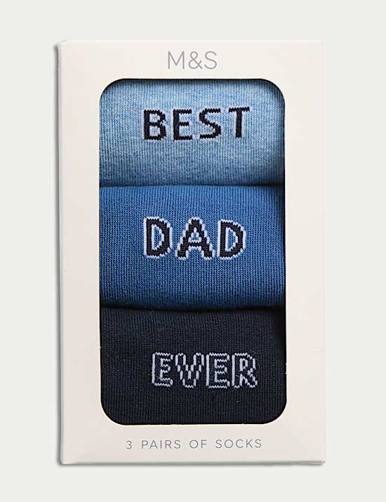 3pk Best Dad Ever Cotton Rich Socks