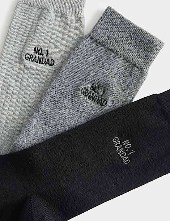 3 Pack Cotton Rich No.1 Grandad Socks