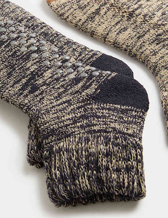 2pk Short Slipper Socks With Wool