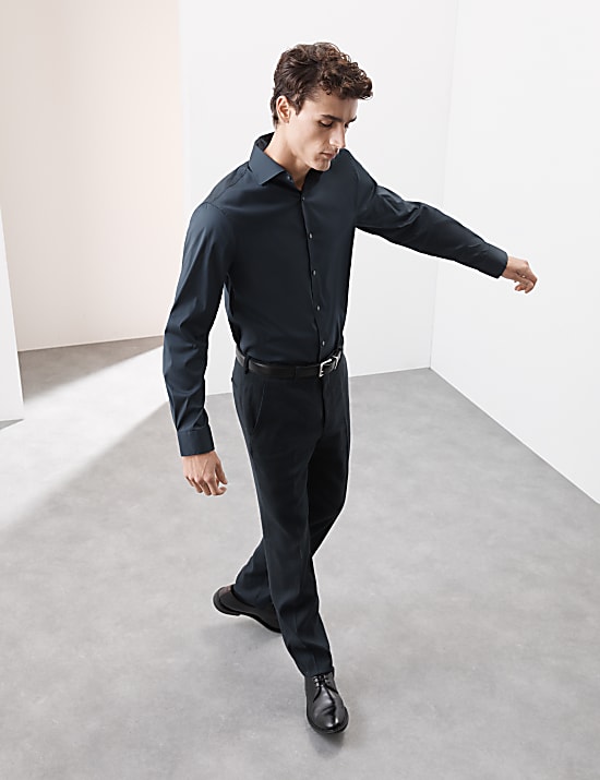 Slim-fit performance overhemd