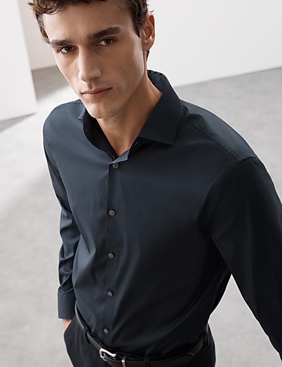 Slim-fit performance overhemd