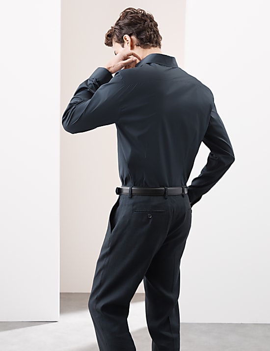 Slim-fit performance overhemd