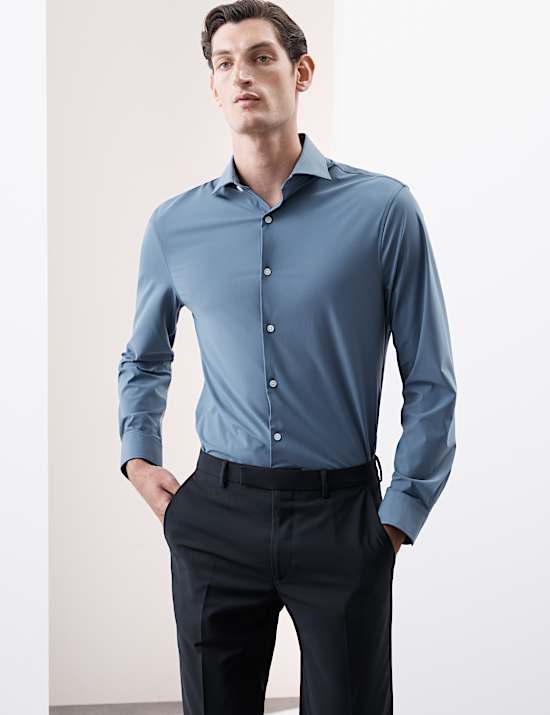 Gedefinieerd performance-overhemd met stretch