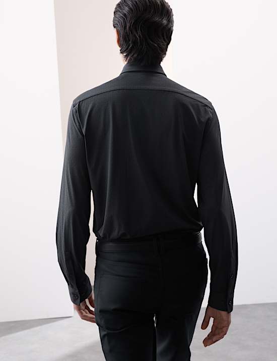 Superelastisch slim-fit overhemd met print