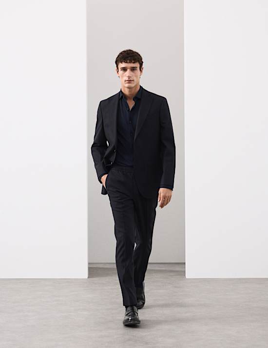 Tailored Fit Cotton Blend Pique Jersey Shirt