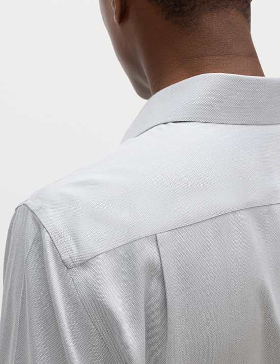 B&uuml;gelfreies, strukturiertes Ultimate Regular Fit Baumwoll-Hemd