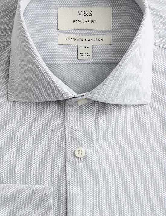 B&uuml;gelfreies, strukturiertes Ultimate Regular Fit Baumwoll-Hemd