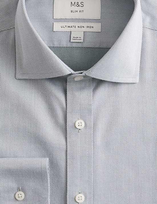 Slim Fit Ultimate Non Iron Pure Cotton Textured Shirt