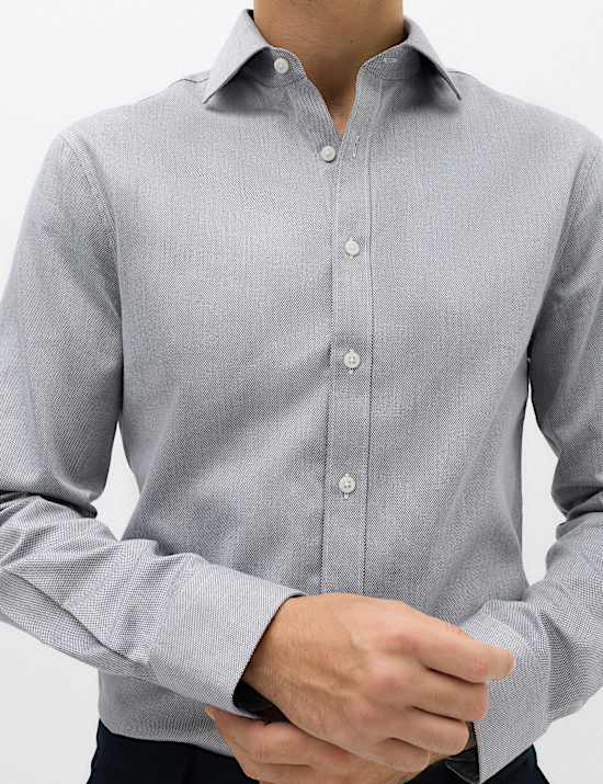 Slim Fit Ultimate Non Iron Pure Cotton Textured Shirt