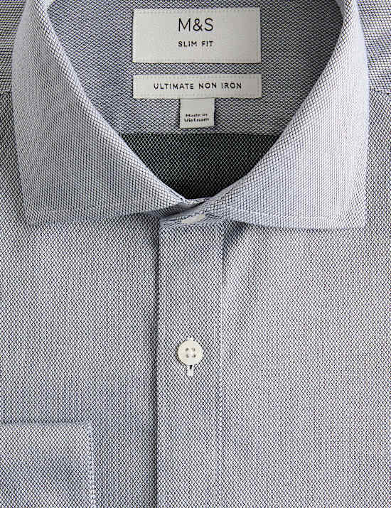 Slim Fit Ultimate Non Iron Pure Cotton Textured Shirt