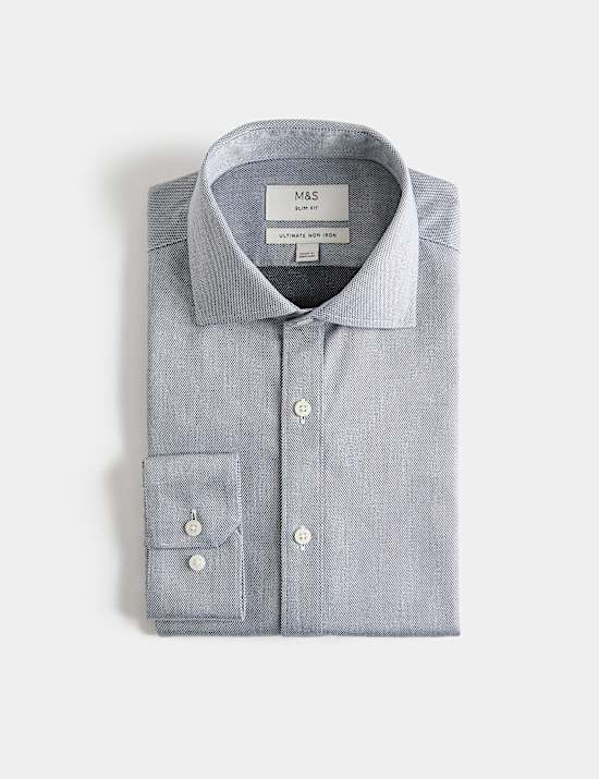 Slim Fit Ultimate Non Iron Pure Cotton Textured Shirt