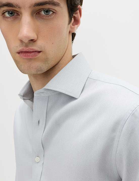 Slim Fit Ultimate Non Iron Pure Cotton Textured Shirt