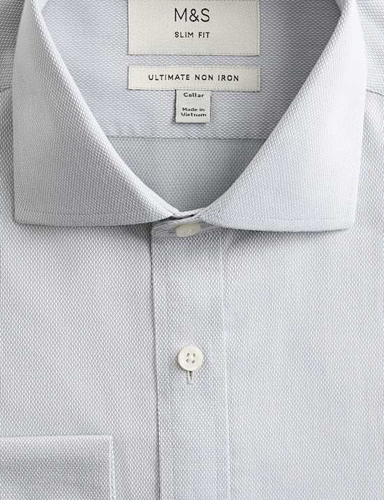 Slim Fit Ultimate Non Iron Pure Cotton Textured Shirt