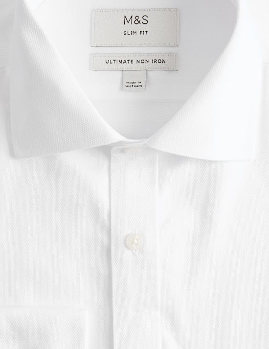 Slim Fit Ultimate Non Iron Pure Cotton Textured Shirt