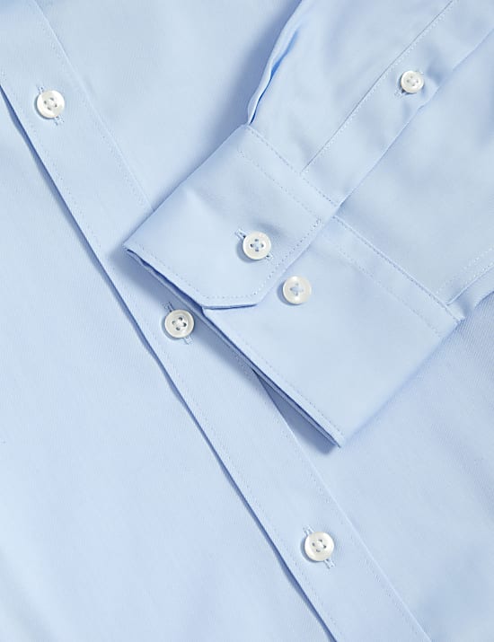 Camisa de sarga ajustada 100% algodón sin planchado