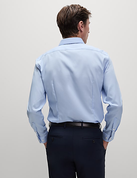 Camisa de sarga ajustada 100% algodón sin planchado