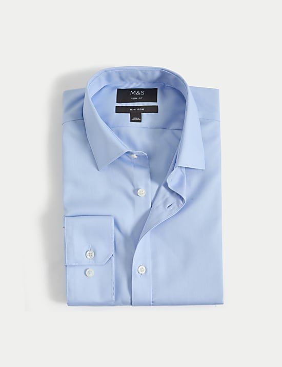 Camisa de sarga ajustada 100% algodón sin planchado